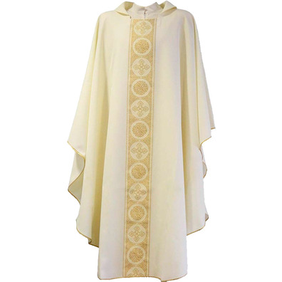Casulla de poliéster com estolon central beige