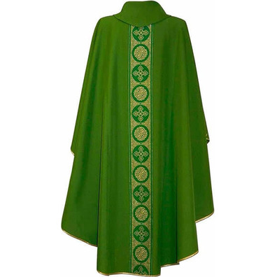 Casulla de poliéster com estolon central verde