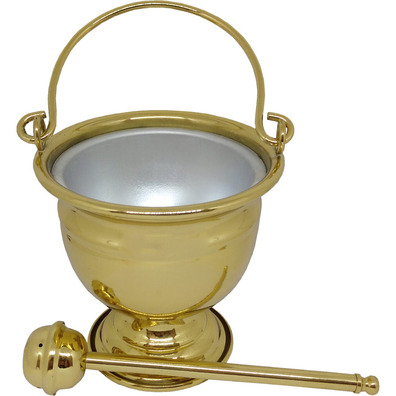 Acetre dourado com hisopo | 21 cm.