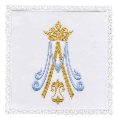 Conjunto de altar com o símbolo mariano bordado