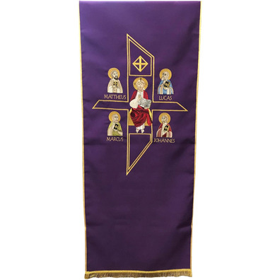 Cubre ambón | Bordado Pantocrátor e Quatro Evangelistas morado