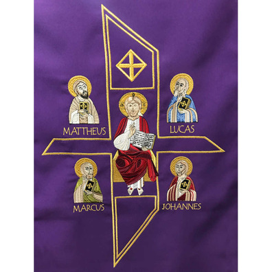 Cubre ambón | Bordado Pantocrátor e Quatro Evangelistas morado