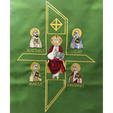 Cubre ambón | Bordado Pantocrátor e Quatro Evangelistas Verde