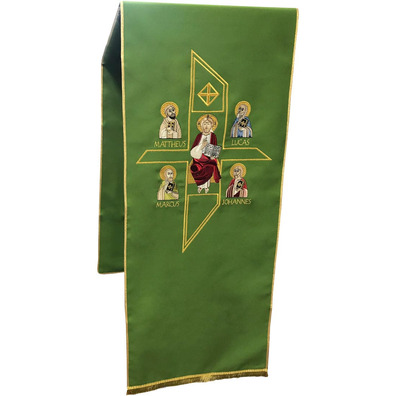 Cubre ambón | Bordado Pantocrátor e Quatro Evangelistas Verde