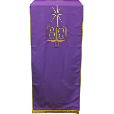 Cubre ambón bordado Alfa e Omega morado