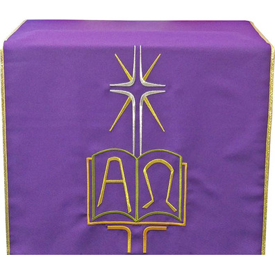 Cubre ambón bordado Alfa e Omega morado