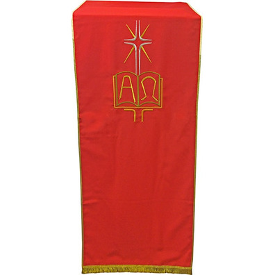 Cubre ambón bordado Alfa e Omega vermelho