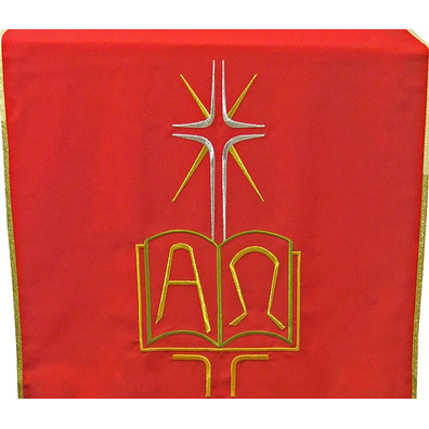 Cubre ambón bordado Alfa e Omega vermelho