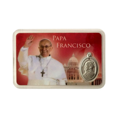 Santinho do Papa Francisco com medalha