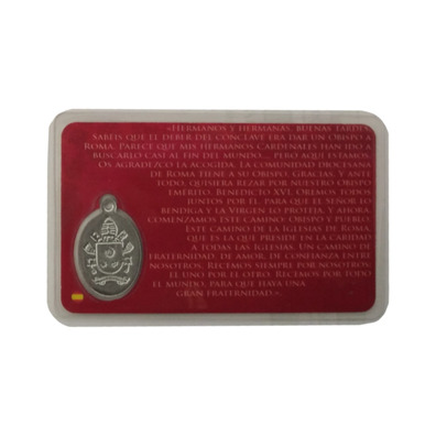 Santinho do Papa Francisco com medalha