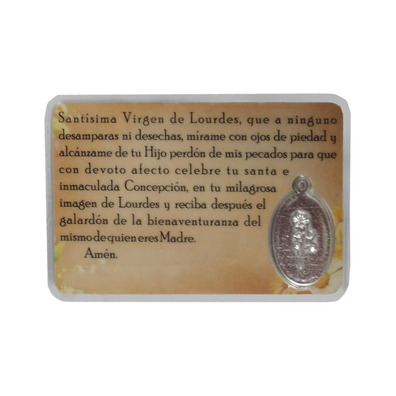 Santinho de Nossa Senhora de Lourdes com medalha