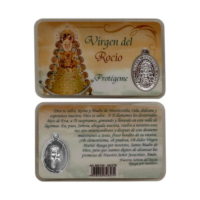 Cartão de Nossa Senhora do Rocio com medalha