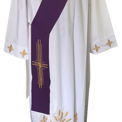 Estola para diácono | Bordado Cruz dourada morado