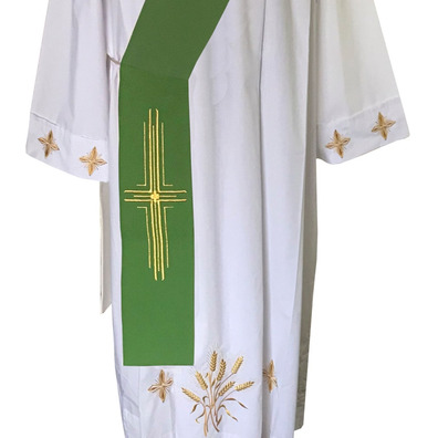 Estola para diácono | Bordado Cruz dourada verde