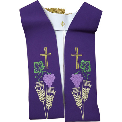 Estolon reversível com Cruz de Jerusalém branca / morado