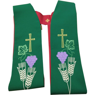 Estolon reversível com Cruz de Jerusalém vermelho / verde