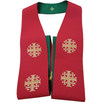 Estolon reversível com Cruz de Jerusalém vermelho / verde