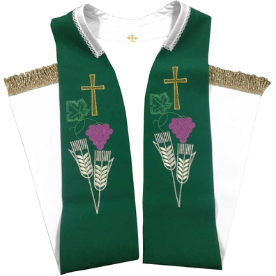 Estolon reversível com Cruz de Jerusalém Verde / Branco
