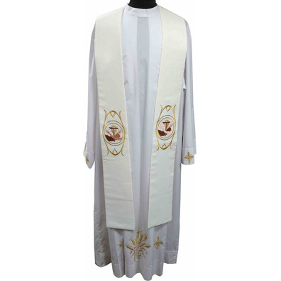 Estola sacerdotal com bordado franciscano beige