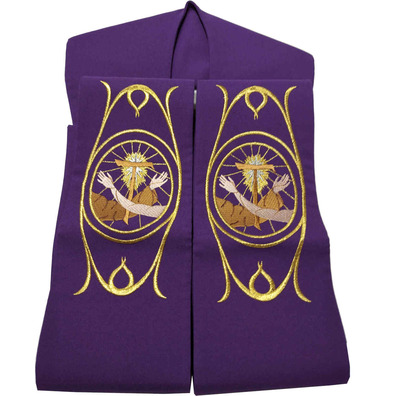 Estola sacerdotal com bordado franciscano morado