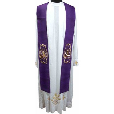 Estola sacerdotal com bordado franciscano morado