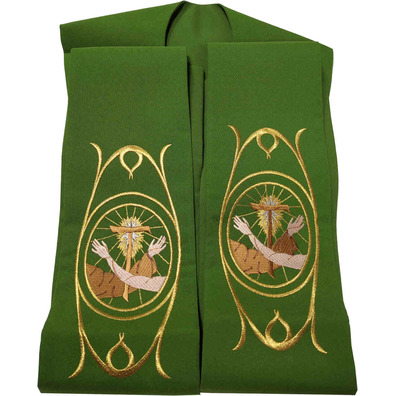 Estola sacerdotal com bordado franciscano verde