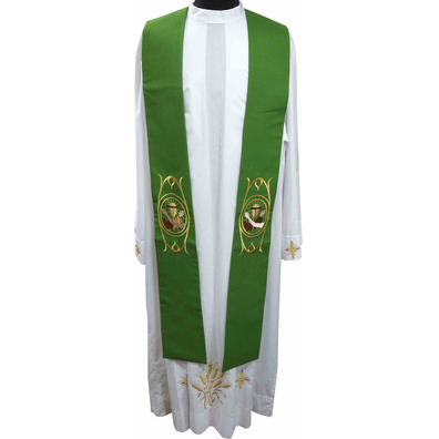 Estola sacerdotal com bordado franciscano verde