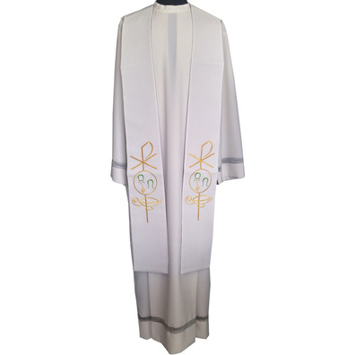 Estola sacerdotal reversível com bordados branco / morado