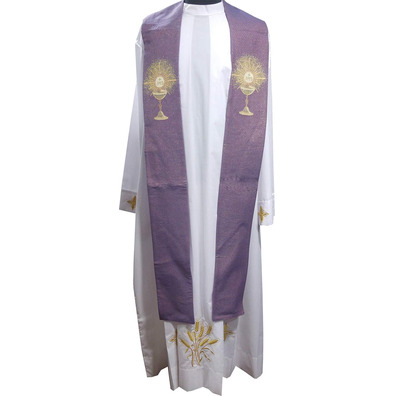 Estola de viscosa decorado com cliz morado