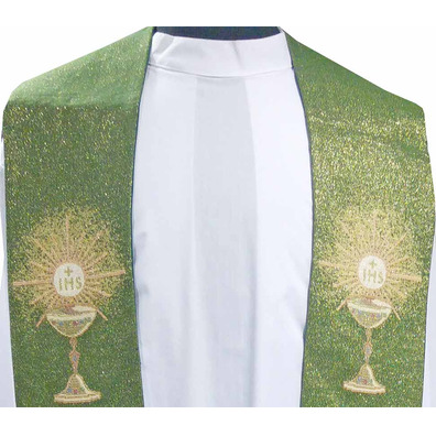 Estola de viscosa decorado com cliz verde