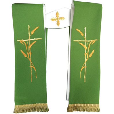 Estolas reversíveis para sacerdotes católicos verde / branco