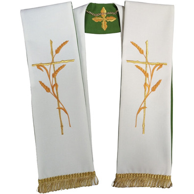 Estolas reversíveis para sacerdotes católicos verde / branco