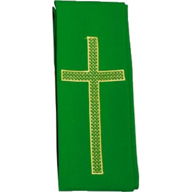 Estolon com Cruz dourada bordada verde