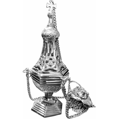 Incensário de metal de estilo gótico niquelado
