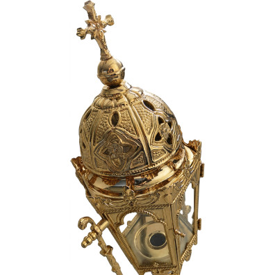 Farol procesional de metal dourado