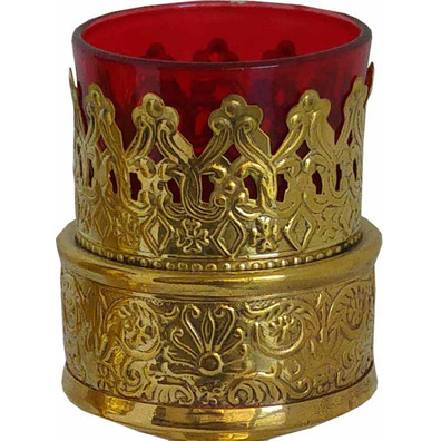 Lâmpada de velas com copo de vidro vermelho