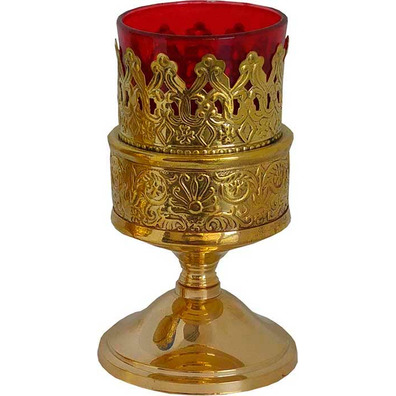 Lâmpada de velas com copo de vidro vermelho