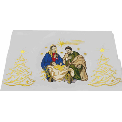 Mantel Natal com motivos religiosos