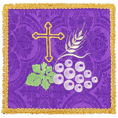Palia cobre cáliz com bordado litúrgico morado