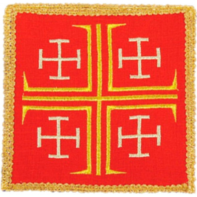 Palia bordado Cruzes de Jerusalém | Ornamentos litúrgicos vermelho