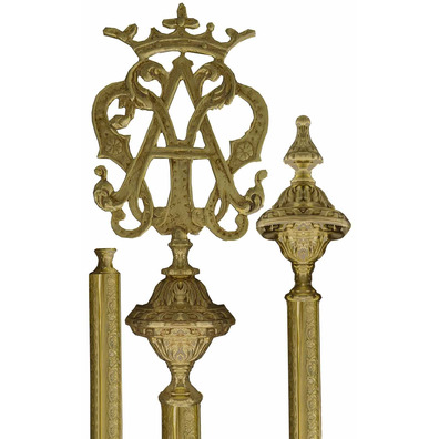 Porta estandartes mariano de bronze - Vara repujada