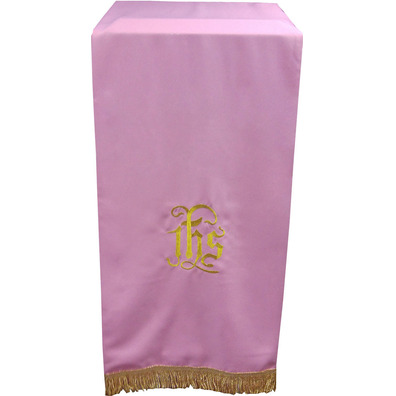 Paño cobre atril com IHS bordado rosa