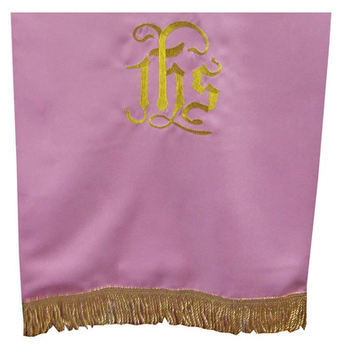 Paño cobre atril com IHS bordado rosa