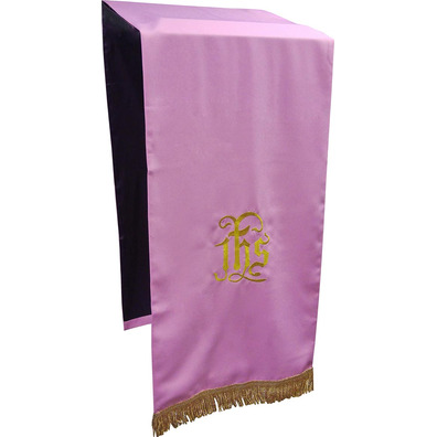 Paño cobre atril com IHS bordado rosa
