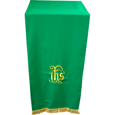 Paño cobre atril com IHS bordado verde