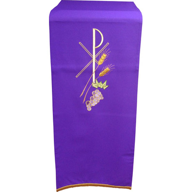 Pão de atril com Crismón, espigas e uvas bordadas morado