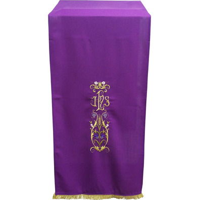 Pão de atril com IHS e outros bordados litúrgicos morado