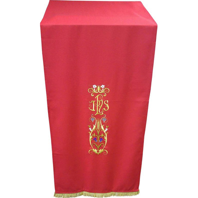 Pão de atril com IHS e outros bordados litúrgicos vermelho