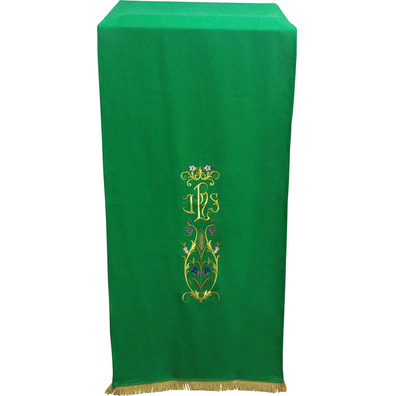 Pão de atril com IHS e outros bordados litúrgicos verde