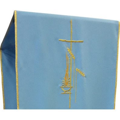 Pão de atril de poliéster com fleco de ouro azul
